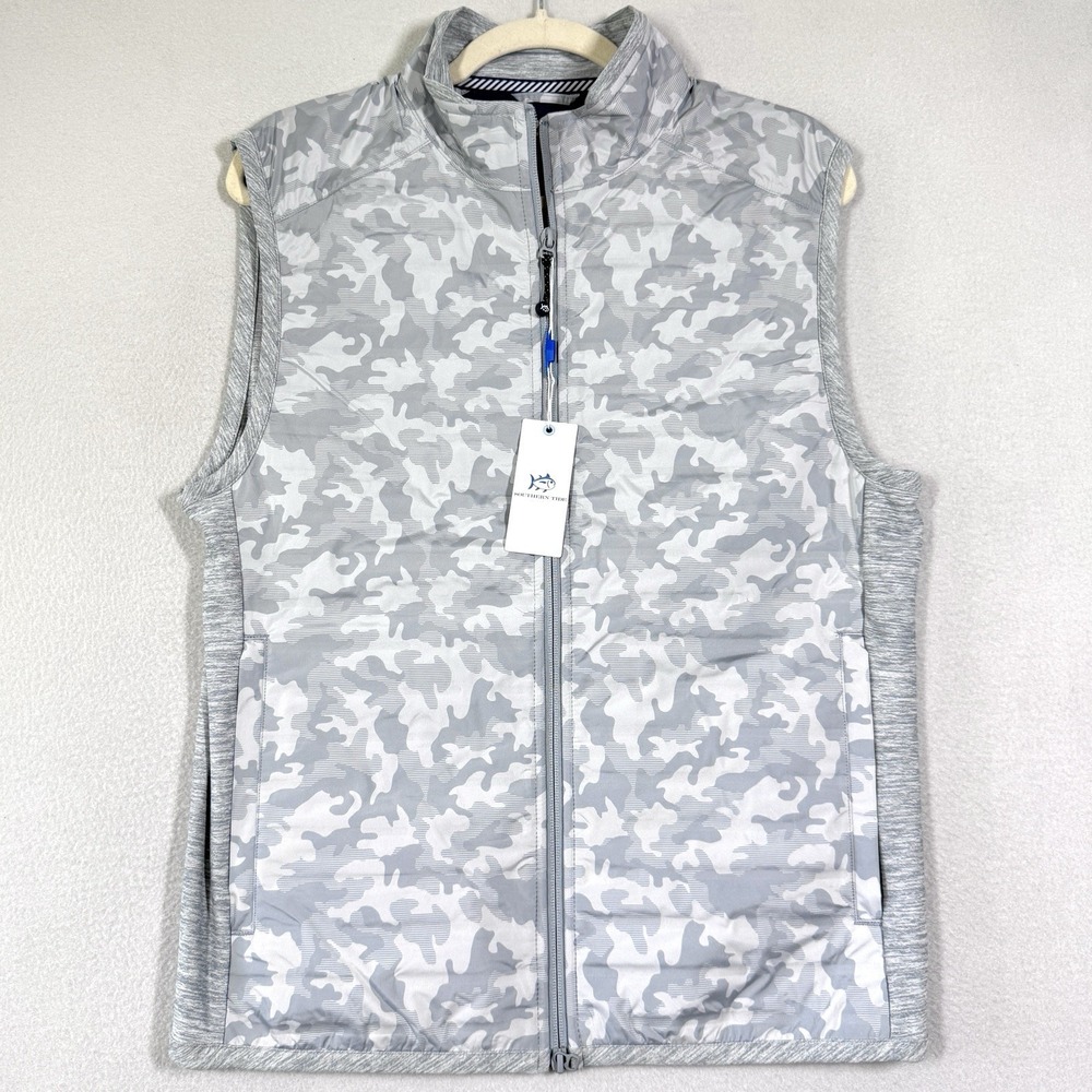Southern Tide Vest Mens Small Abercorn Camo Print Performance Full Zip Golf NWT